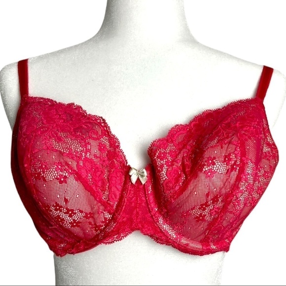 sexy Victoria’s Secret Lace Padded Bra in Pink Fuchsia Size 38D - Picture 1 of 5